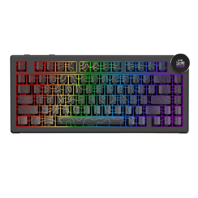 Клавиатура Ajazz AK820 V2 PRO - White peach Switch [Linear] (English US), Black, с кабел и безжична WiFi+BT