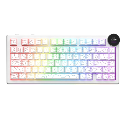 Клавиатура Ajazz AK820 V2 PRO - White peach Switch [Linear] (English US), White, с кабел и безжична WiFi+BT