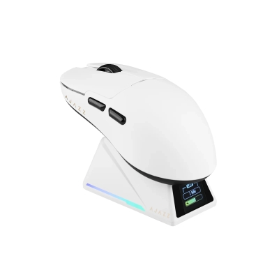 Мишка Ajazz AJ159 APEX - 8K, Magnetic Charging Dock, White, с кабел и безжична WiFi+BT