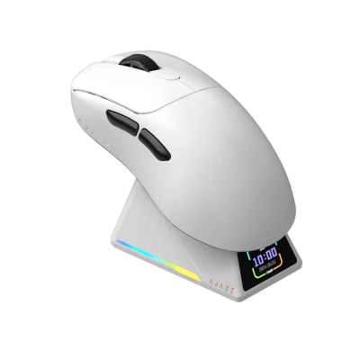 Мишка Ajazz AJ179 APEX - 8K, Magnetic Charging Dock, White, с кабел и безжична WiFi+BT