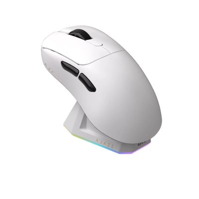 Мишка Ajazz AJ179 PRO - 8K, Magnetic Charging Dock, White, с кабел и безжична WiFi+BT