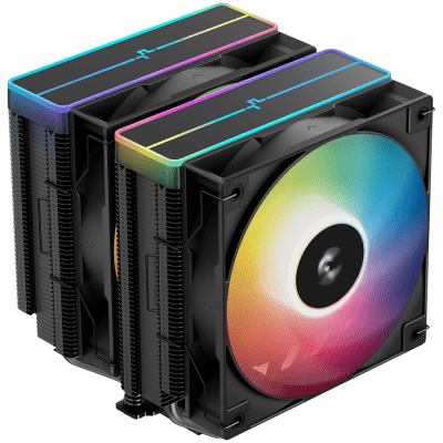 DeepCool AG620 BK ARGB V2, CPU Air Cooler, 2x120mm ARGB PWM Fan, Core Touch Technology 2.0, 6 Heatpipes, LGA1851/1700/1200/115x, AMD AM5/AM4, 129x136x161 mm(LxWxH), 2Y, R-AG620-BKAMMN-GJD