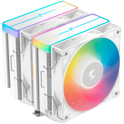 DeepCool AG620 WH ARGB V2, CPU Air Cooler, 2x120mm ARGB PWM Fan, Core Touch Technology 2.0, 6 Heatpipes, White, LGA1851/1700/1200/115x, AMD AM5/AM4, 129x136x161 mm(LxWxH), 2Y, R-AG620-WHAMMN-GJD