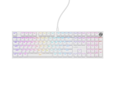 Клавиатура Genesis Thor 404 White RGB Backlight Gateron Yellow Pro, US Layout, с кабел