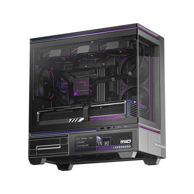 Кутия Thermalright TL-M10, mATX, Vision Black - 4 x 120 mm ARGB included, 9.16 inch LCD Display, USB-C