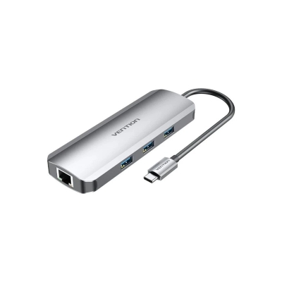 Vention докинг станция Docking Station Type-C - TOLHB - HDMI x 1, USB3.0 x 3, USB-C PD100W x 1, LAN x 1 (1Gbps), SD/TF, Audio