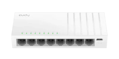 Суич Cudy GS108U, 8-портов 10/100/1000 Mbps RJ 45, USB-C - Бял