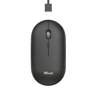 Мишка TRUST Puck Rechargeable Mouse Black, безжична WiFi+BT
