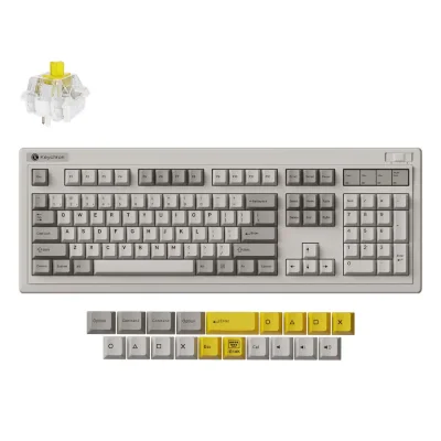 Механичка клавиатура Keychron R6 QMK Retro - Super Banana Switch, с кабел и безжична WiFi+BT