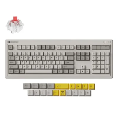 Механичка клавиатура Keychron R6 QMK Retro - Super Red Switch, с кабел и безжична WiFi+BT