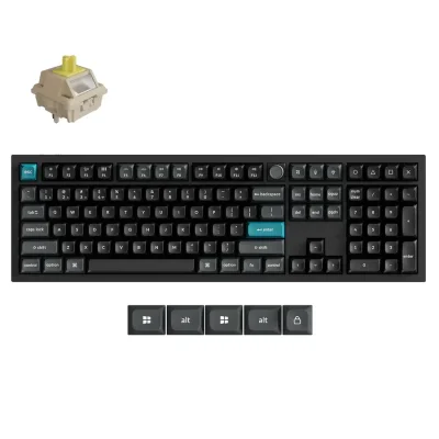 Механичка клавиатура Keychron Q6 Ultra 8K Black - Silk POM Switch Banana, с кабел и безжична WiFi+BT
