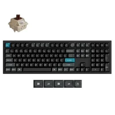 Механичка клавиатура Keychron Q6 Ultra 8K Black - Silk POM Switch Brown, с кабел и безжична WiFi+BT