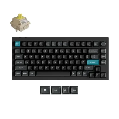 Механичка клавиатура Keychron Q1 Ultra 8K Black - Silk POM Switch Banana, с кабел и безжична WiFi+BT