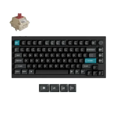 Механичка клавиатура Keychron Q1 Ultra 8K Black - Silk POM Switch Red, с кабел и безжична WiFi+BT
