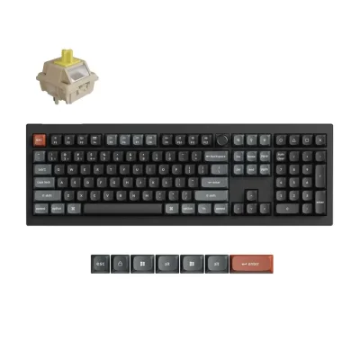 Механичка клавиатура Keychron V6 Ultra 8K - Silk POM Switch Banana, с кабел и безжична WiFi+BT