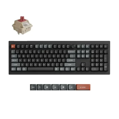 Механичка клавиатура Keychron V6 Ultra 8K - Silk POM Switch Red, с кабел и безжична WiFi+BT