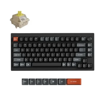 Механичка клавиатура Keychron V1 Ultra 8K - Silk POM Switch Banana, с кабел и безжична WiFi+BT