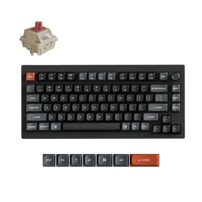 Механичка клавиатура Keychron V1 Ultra 8K - Silk POM Switch Red, с кабел и безжична WiFi+BT