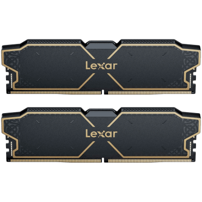 LEXAR 32GB Kit (2x16GB) THOR DDR5 6000 CL38 1.3V Memory with heatsink, Dual pack, Black Color