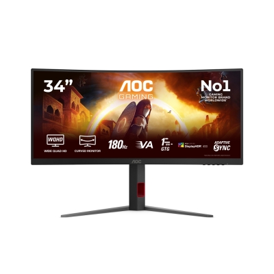 Монитор AOC CU34G4CA - 34" Curved 1500R, Fast VA, WLED, 3440x1440@180Hz, 1ms GtG, 0.5ms MPRT