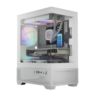 Кутия Gamdias AURA GC9M Elite White, mATX - 3 x 120 mm A-RGB, USB-C, Tempered Glass