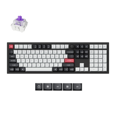 Механичка клавиатура Keychron Q6 HE QMK Gateron Double-Rail Magnetic Switch - Carbon Black, с кабел и безжична WiFi+BT