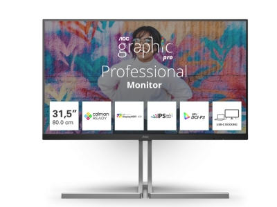 Монитор AOC U32U3CV - 31.5" Nano IPS WLED, 3840x2160@60Hz, 4ms GtG, 3Wx2