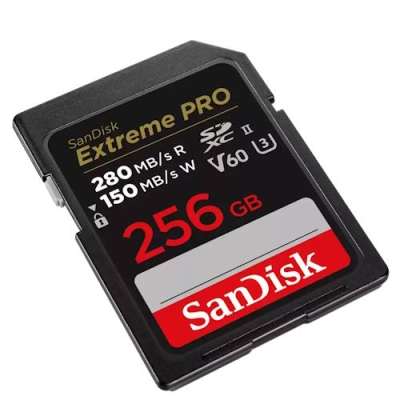SANDISK Extreme PRO 256GB V60 UHS-II SD cards, 280/150MB/s,V60,C10,UHS-II