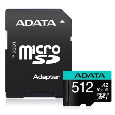 Карта памет 512GB microSDXC, A-Data Premier Pro V30S, Class 10, скорост на четене до 100MB/s, скорост на запис до 85MB/s