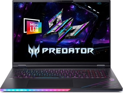 Лаптоп Acer Predator Helios 18 AI PH18-I71-96L6 - 18.0", UHD+, Intel Core Ultra 9 290HX Plus, RTX 5090 24GB, 192 GB, 2 TB SSD - NH.U3GEX.00E