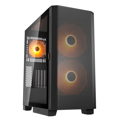 Кутия COUGAR AIRFACE FLO RGB PC Case, Mid Tower, E-ATX, 3 fans included, Black