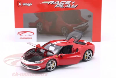 Количка Ferrari 296 GTB Assetto Fiorano year 2022 red / white 1:18 (Bburago)