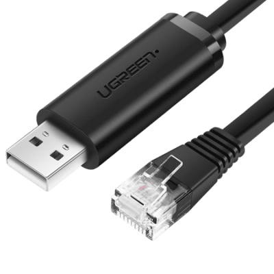 Мрежов кабел UGREEN CM204 USB - RJ45, конзолен 1.5м - черен
