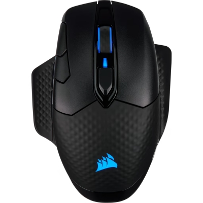 Мишка CORSAIR DARK CORE RGB PRO, Black, Backlit RGB LED, 18000 DPI, Optical, с кабел и безжична WiFi+BT