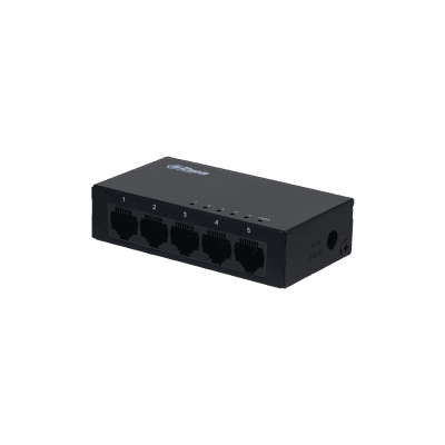 Dahua 5-Port Gigabit Ethernet Switch, L2, IEEE 802.3, IEEE 802.3u, IEEE 802.3ab, IEEE802.3x, switching capacity 10 Gbps, Packet Forwarding Rate 7.44 Mpps, Packet Buffer Size 1.5 Mbit, MAC Table 2K, 1.5 W
