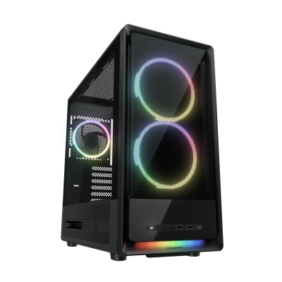 Кутия COUGAR DUOAIR RGB, Mid Tower, ATX, Black, 5 fans included