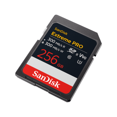 SANDISK Extreme PRO 256GB SDXC Memory Card, 300MB/s Read & Write speeds, 8K, V90, UHS-II