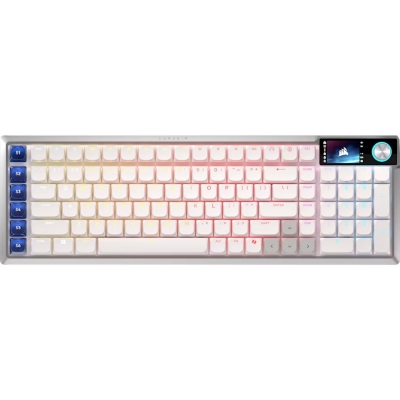 Клавиатура CORSAIR Vanguard Air 99, Backlit RGB LED, CORSAIR LP OPX, White, PBT DS, с кабел и безжична WiFi+BT