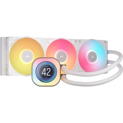 Охладител за процес CORSAIR iCUE LINK TITAN 360 RX LCD White AIO, 360mm Radiator, Liquid CPU Cooler