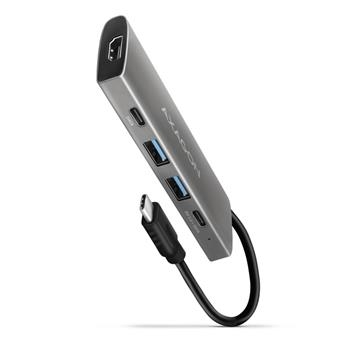 AXAGON HMC-5G21 2x USB-A + 2x USB-C + HDMI 4K/30Hz, USB-C 3.2 Gen 2 10Gbps hub, PD 60W, 13cm USB-C cable