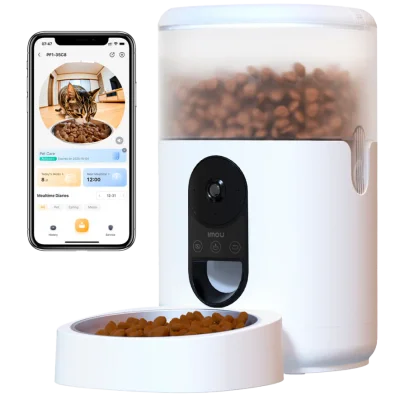 Imou Smart Pet Feeder, 360 panoramic view, 2.5K HD image, smart dispensing, pet and eating detection, built-in mic and speaker, battery mode 3x 1.5V D-size