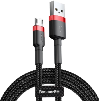 Кабел Baseus Cafule USB към micro USB 2A 3м CAMKLF-H91 - черен/червено