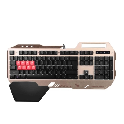 Клавитура A4tech Bloody B2418, полу-механична, водоустойчива, подсветка, златиста, USB