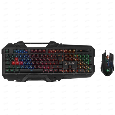 Комплект клавиатура и мишка A4Tech Bloody B2500, гейминг, подсветка, оптична мишка (4000 dpi), USB, черна
