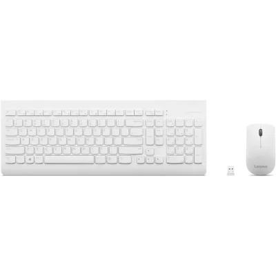 Комплект клавиатура и мишка Lenovo 510, безжични, оптична мишка (1200 dpi), USB, 2.4 GHz, бял