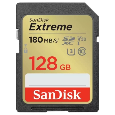 SanDisk Extreme 128GB SDXC Memory Card, UHS-I, Class 10, U3, V30