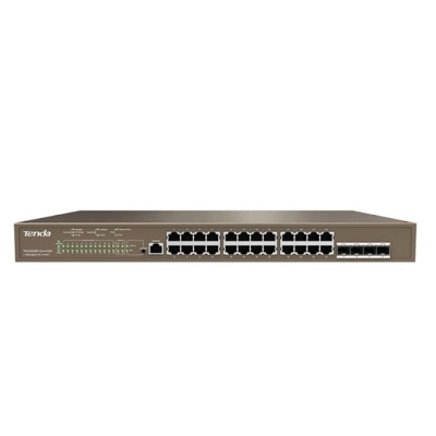 Суич Tenda TEG5328P-24-410W, 24 порта, 24x 10/100/1000 Mbps, PoE, 4x SFP