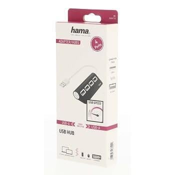 USB hub HAMA, USB 2.0, 4 ports, 480Mbit/s, Black