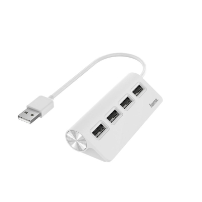 USB hub HAMA, USB 2.0, 4 ports, 480Mbit/s, White