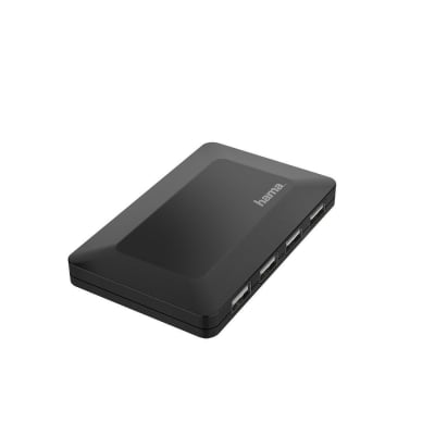 USB hub HAMA 4 ports, with power adapter, USB 2.0, 480 Mbit/s, Black